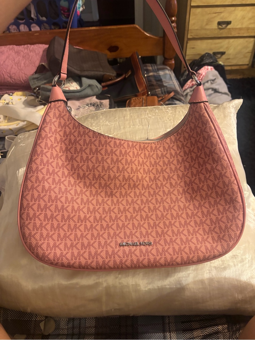 Michael Kors Pink MK Signature Shoulder Bag